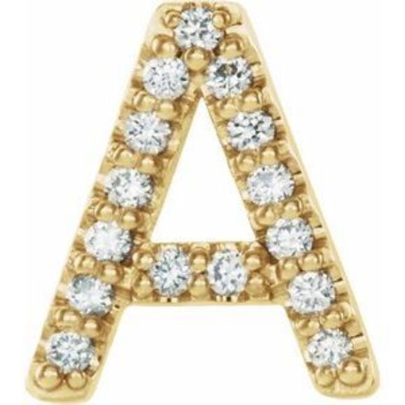Kazi Luxury 14K Yellow Gold .06 CTW Natural Diamond Single Initial A Earring,All Products : American Fashion Style Bags On Sale